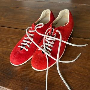 PRADA Red Fashion Sneakers - White laces - Red Suede
